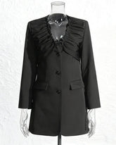 Luxury Collarless Ruched Blazer